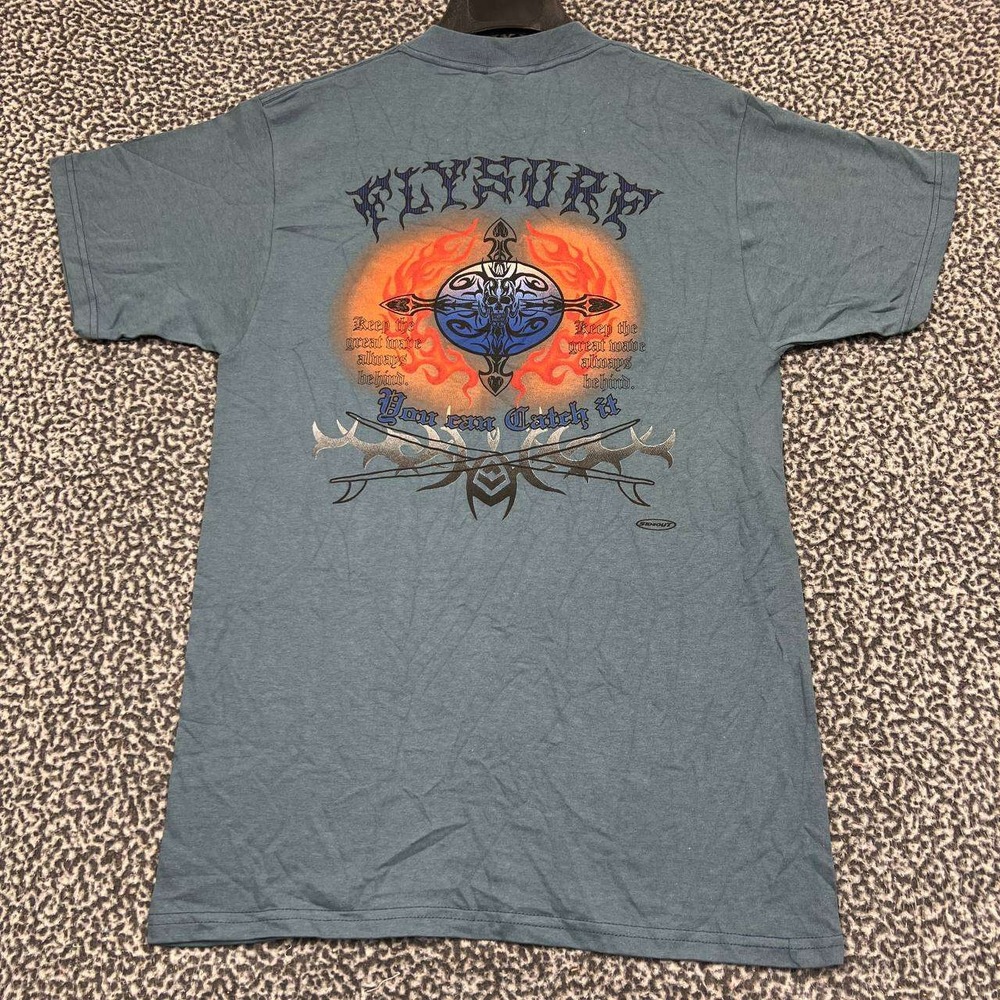 Vintage Flysurf Shirt Men Medium Blue Tultex Short Sleeve Crew Neck M Cotton